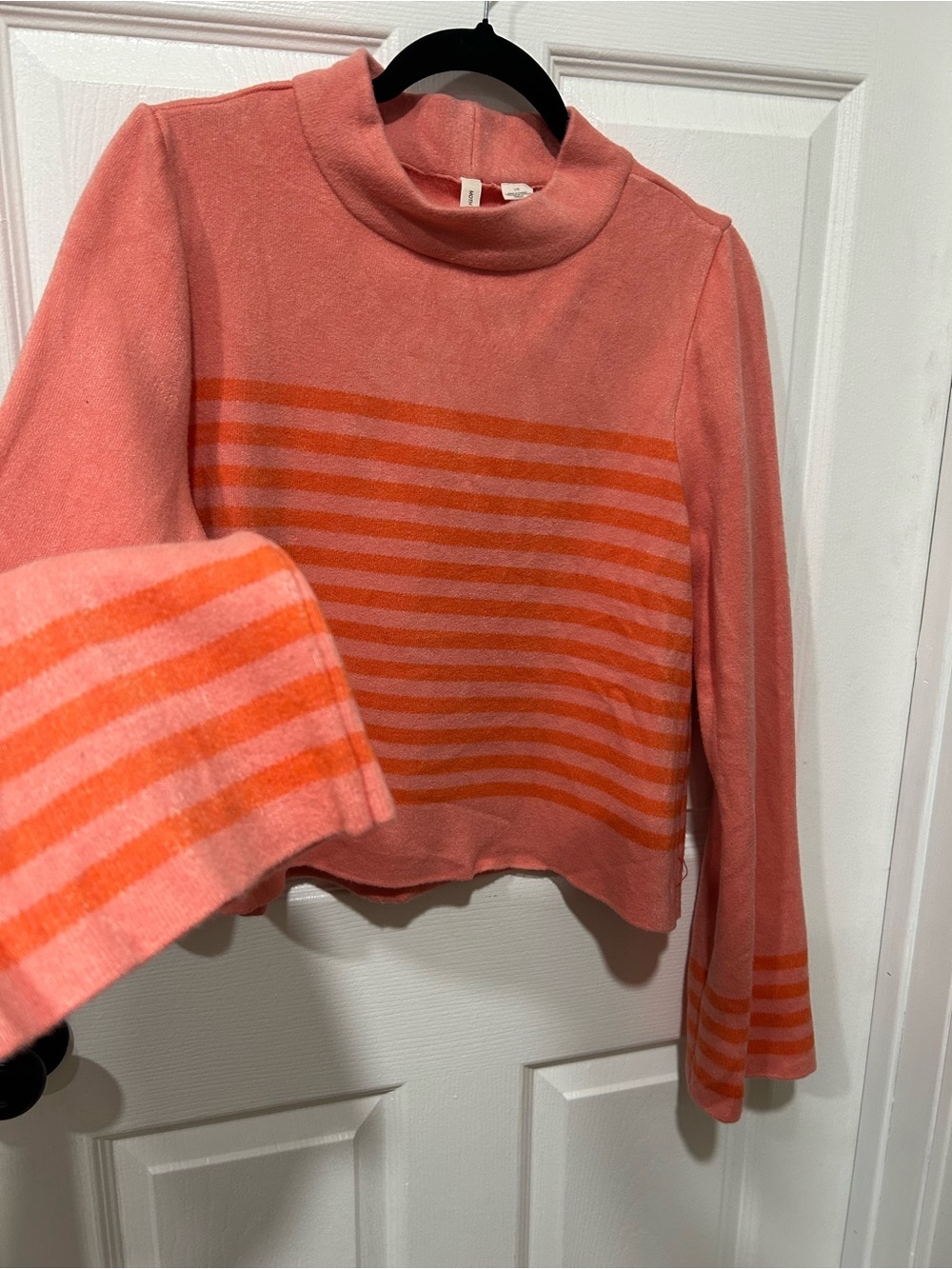 Moth Coral Pink and Orange Striped Mock Neck Sweater… - Picture 4 of 5